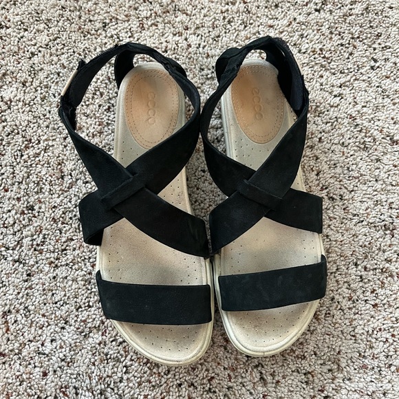 Ecco Women's Black Strappy Sandals - Picture 1 of 2